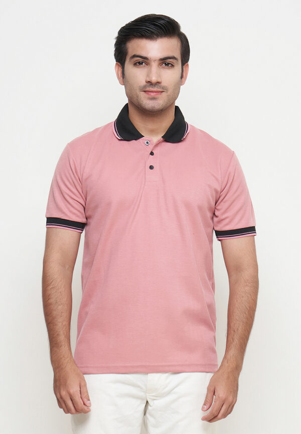 Polo Shirt Pink- Motif - Kancing - Gambar 5