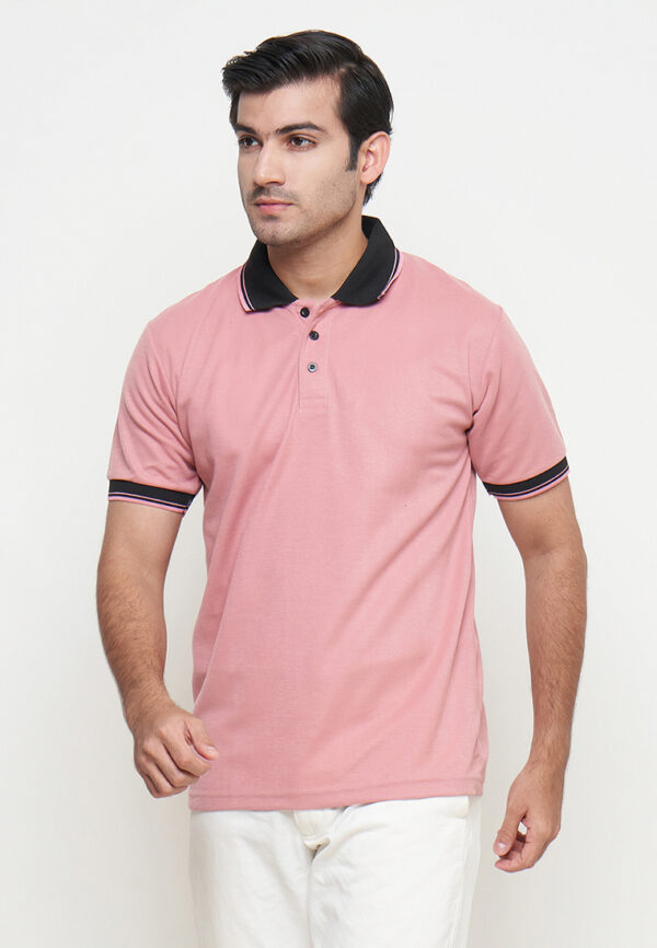 Polo Shirt Pink- Motif - Kancing - Gambar 3