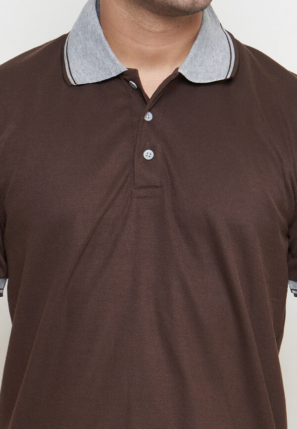 Polo Shirt Brown - Motif - Kancing - Gambar 6