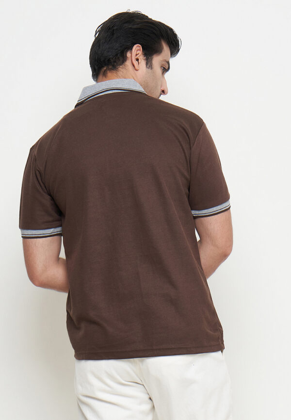 Polo Shirt Brown - Motif - Kancing - Gambar 3