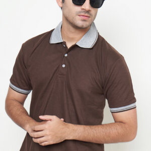 Polo Shirt Brown - Motif - Kancing