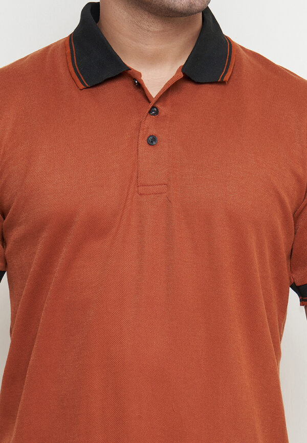 Polo Shirt Dark Orange - Motif - Kancing - Gambar 6