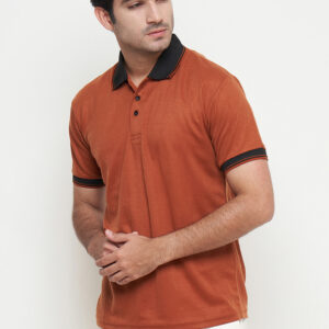 Polo Shirt Dark Orange - Motif - Kancing