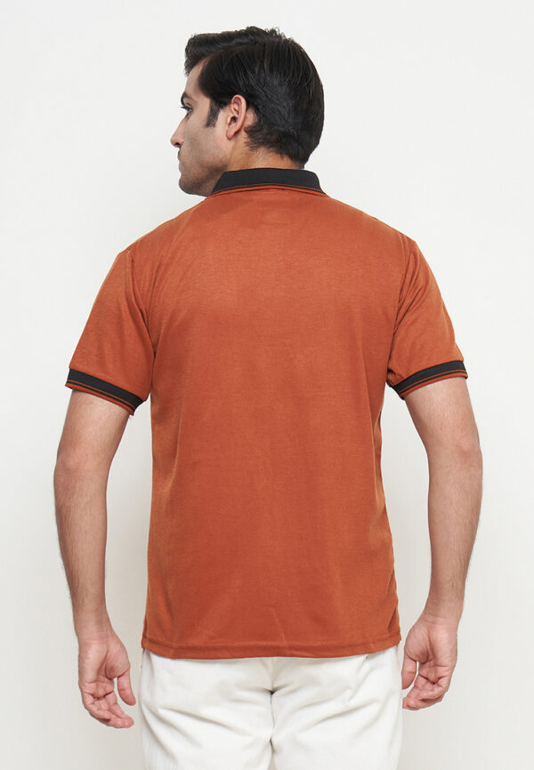 Polo Shirt Dark Orange - Motif - Kancing - Gambar 3