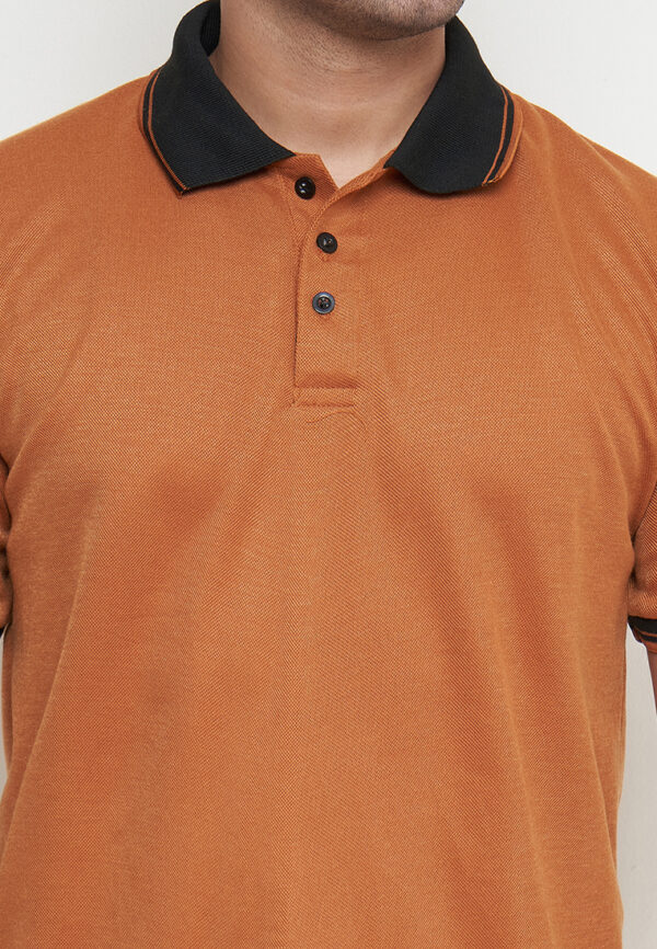 Polo Shirt Orange - Motif - Kancing - Gambar 6