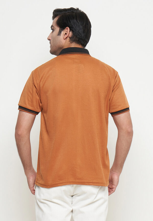 Polo Shirt Orange - Motif - Kancing - Gambar 2