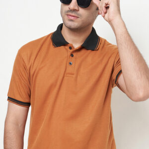 Polo Shirt Orange - Motif - Kancing