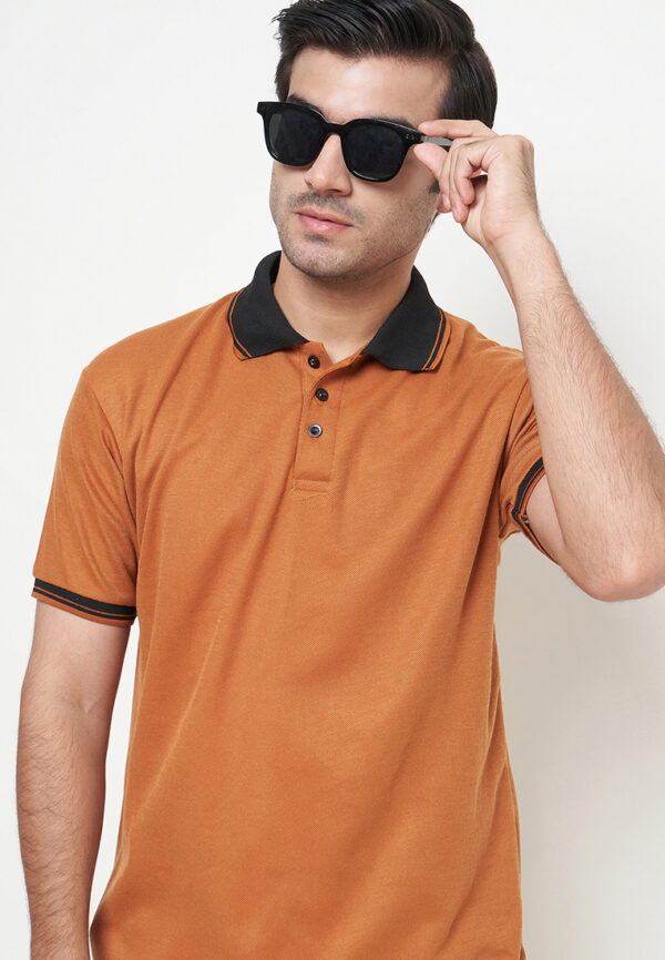 Polo Shirt Orange - Motif - Kancing