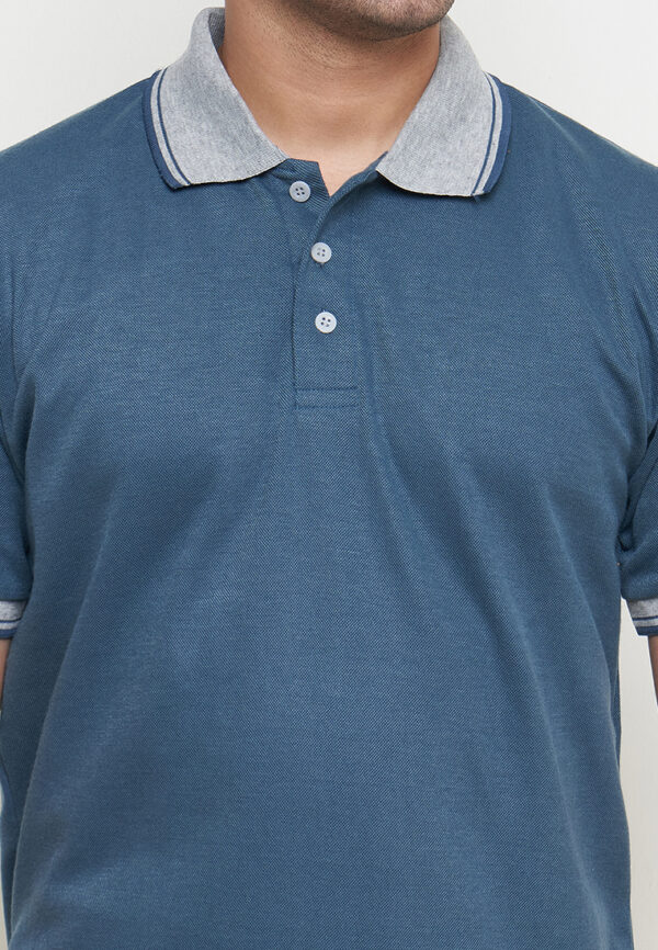 Polo Shirt Royal Blue - Motif - Kancing - Gambar 6