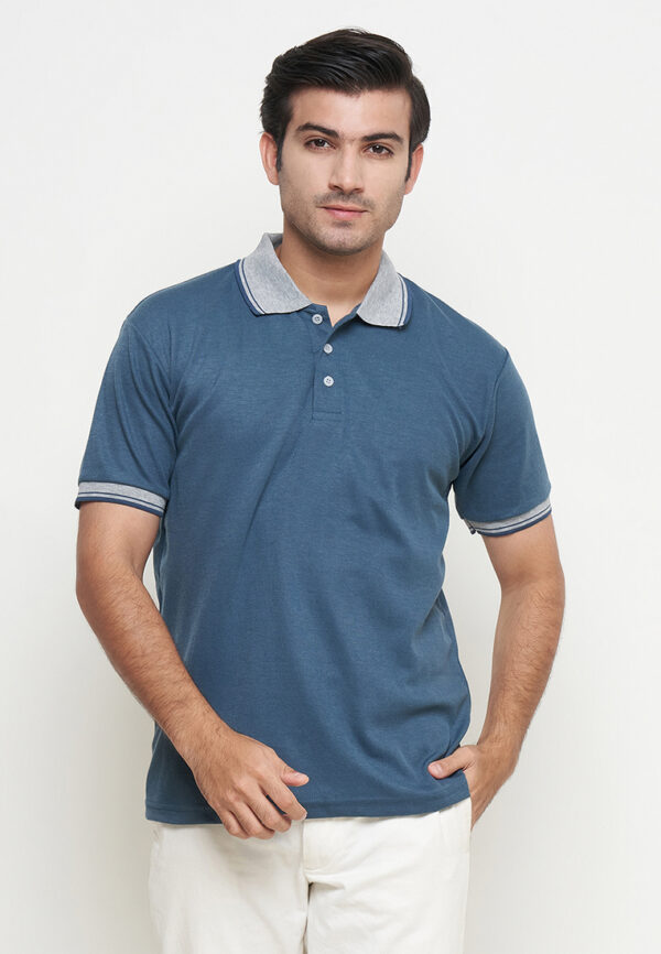 Polo Shirt Royal Blue - Motif - Kancing - Gambar 5