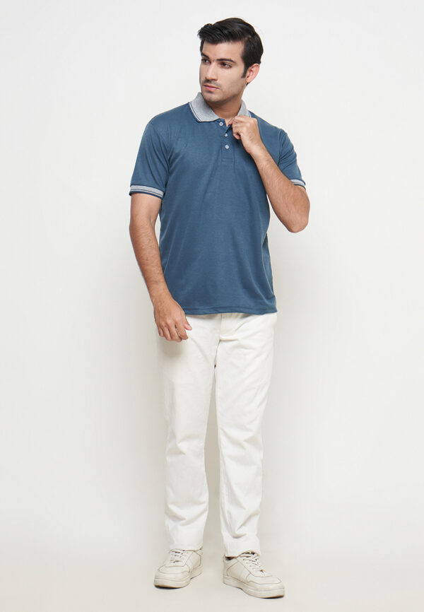 Polo Shirt Royal Blue - Motif - Kancing - Gambar 4
