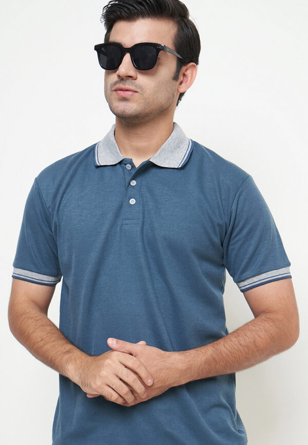 Polo Shirt Royal Blue - Motif - Kancing - Gambar 2