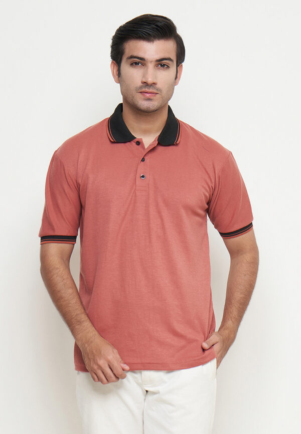 Polo Shirt Coral- Motif - Kancing - Gambar 5