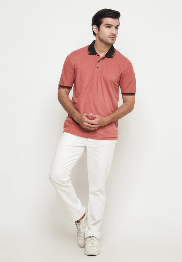 Polo Shirt Coral- Motif - Kancing - Gambar 4