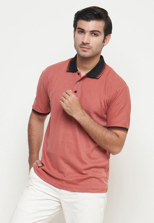 Polo Shirt Coral- Motif - Kancing