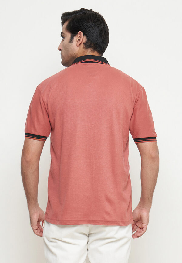 Polo Shirt Coral- Motif - Kancing - Gambar 3