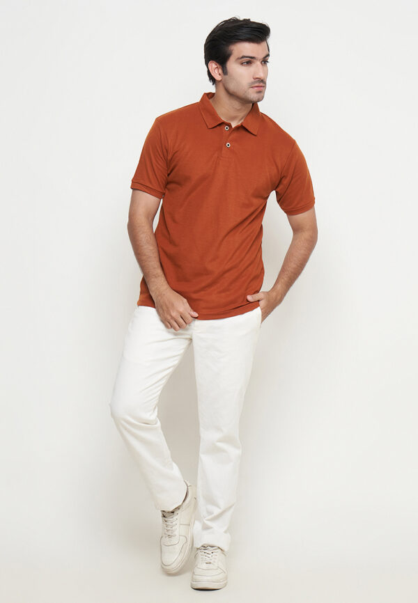 Polo Shirt Dark Orange - Polos - Kancing - Gambar 5