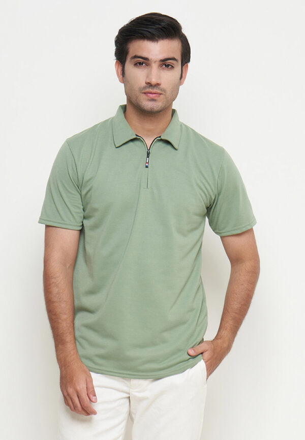 Polo Shirt Yellow Green - Polos - Zipper - Gambar 5