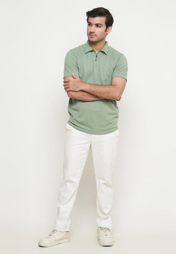 Polo Shirt Yellow Green - Polos - Zipper - Gambar 4