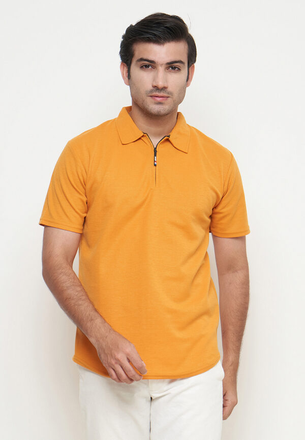 Polo Shirt Orange - Polos - Zipper - Gambar 5