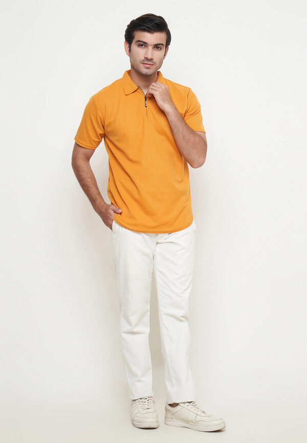 Polo Shirt Orange - Polos - Zipper - Gambar 4