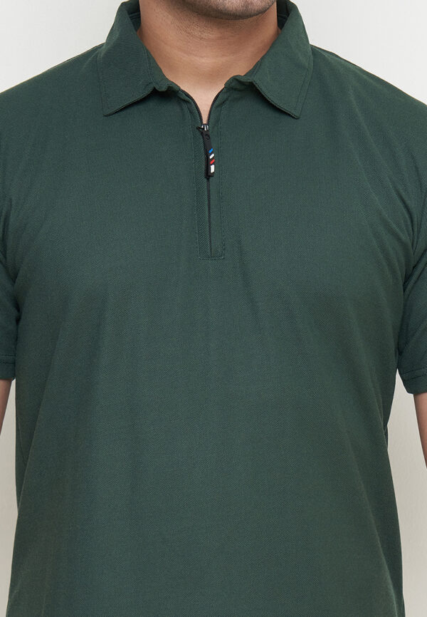 Polo Shirt Dark Green - Polos - Zipper - Gambar 6