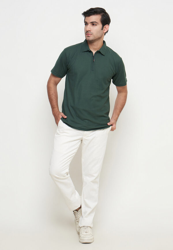 Polo Shirt Dark Green - Polos - Zipper - Gambar 4