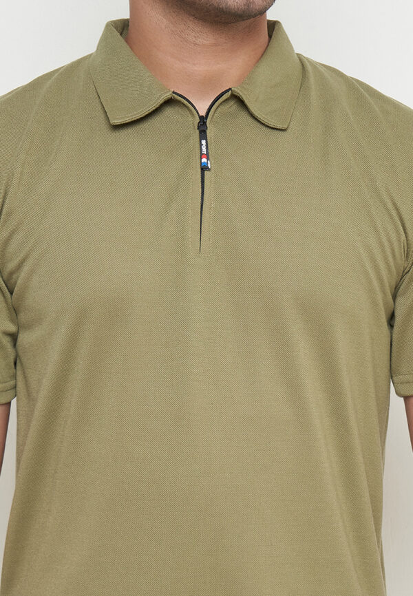 Polo Shirt Dark Khaki - Polos - Zipper - Gambar 6