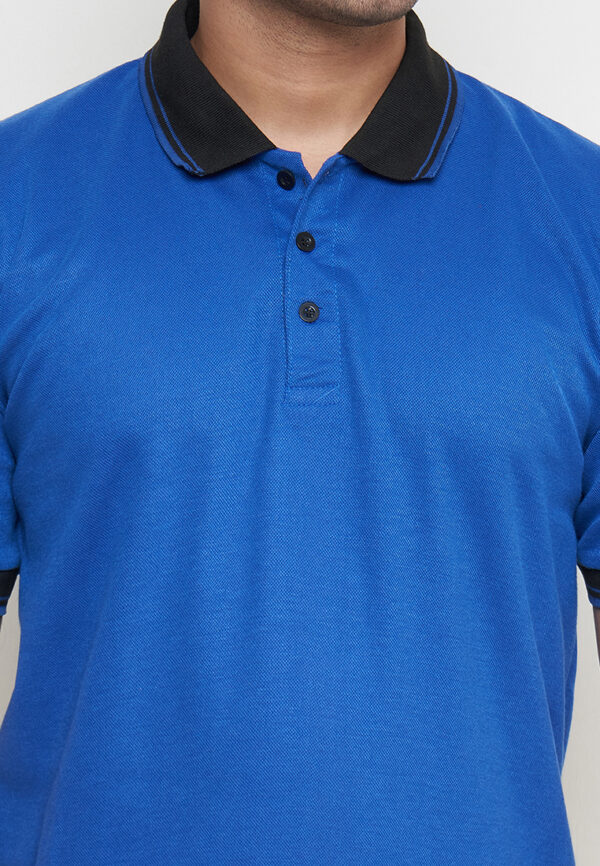 Polo Shirt Blue - Motif - Kancing - Gambar 6