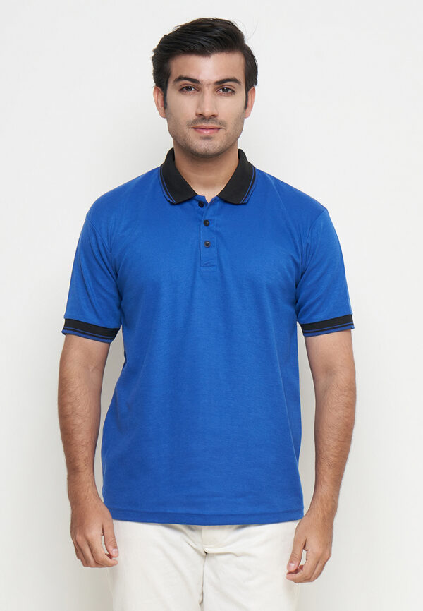 Polo Shirt Blue - Motif - Kancing - Gambar 5