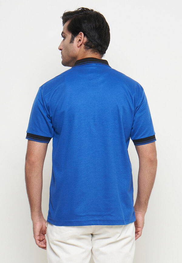 Polo Shirt Blue - Motif - Kancing - Gambar 3