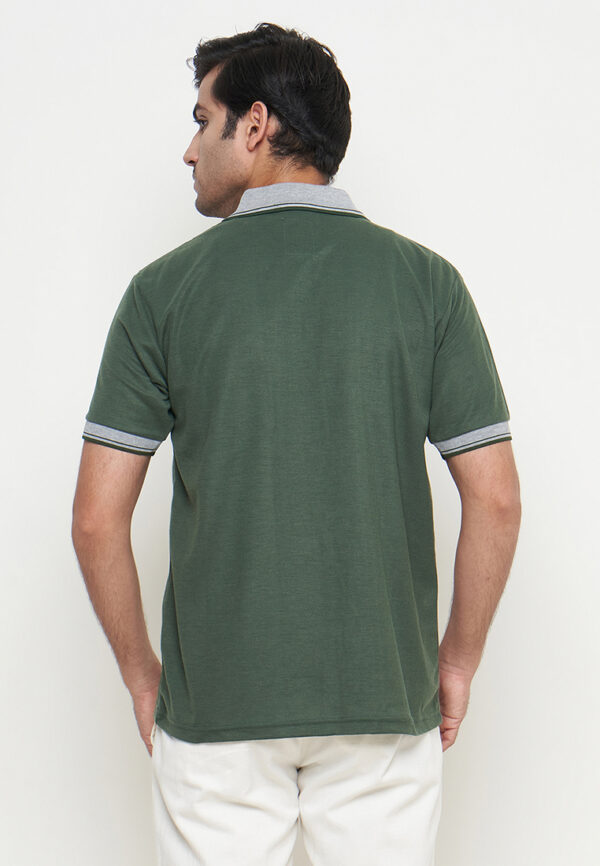 Polo Shirt Dark Green - Motif - Kancing - Gambar 3