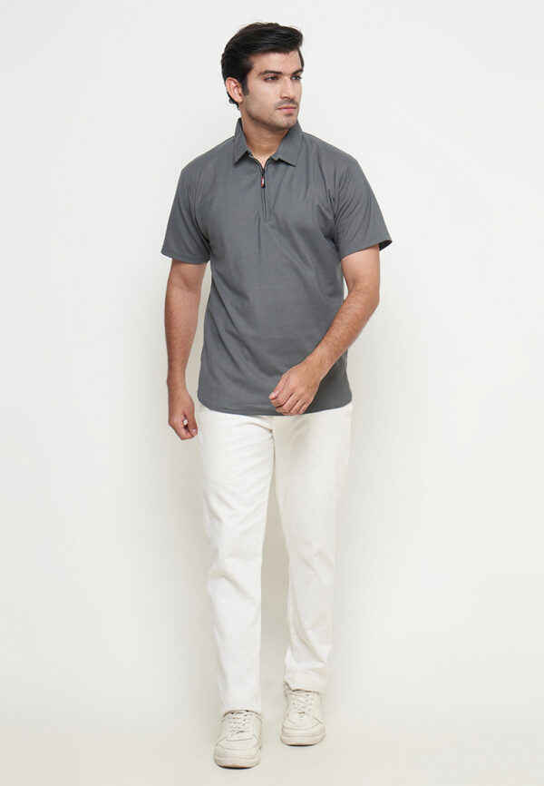 Polo Shirt Grey - Polos - Zipper - Gambar 2