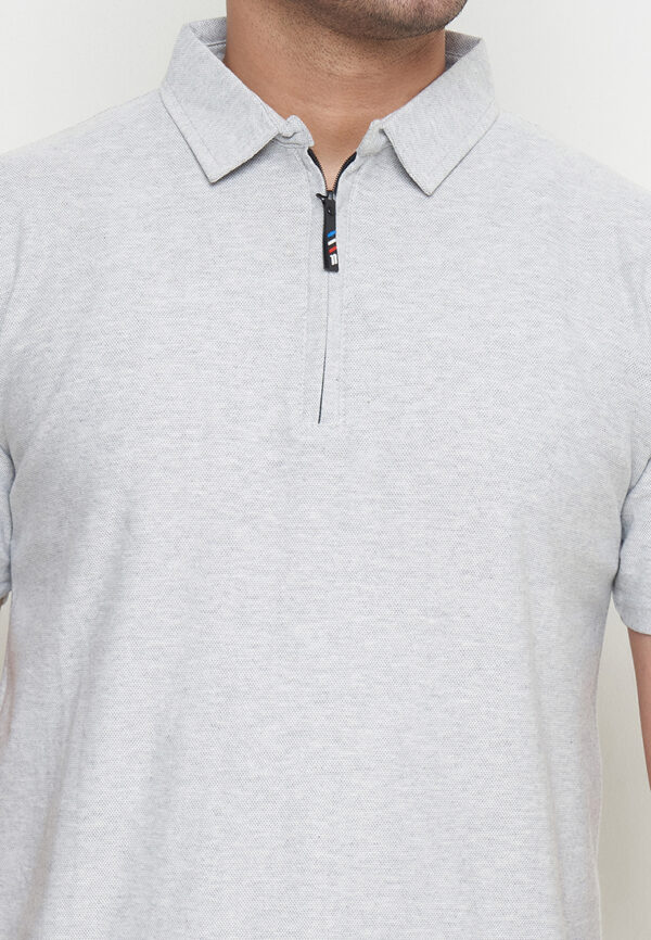 Polo Shirt White Smoke- Polos - Zipper - Gambar 6