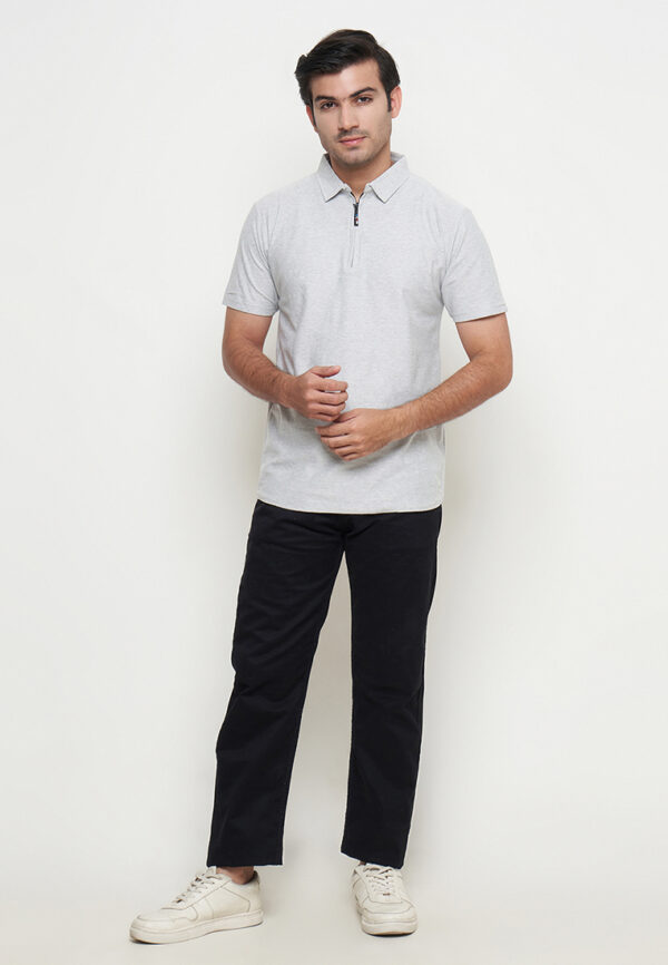 Polo Shirt White Smoke- Polos - Zipper - Gambar 4