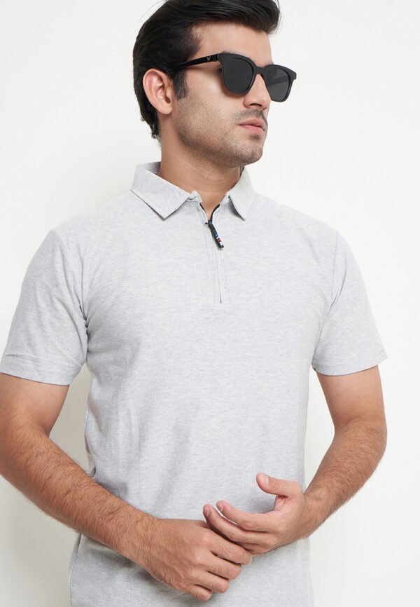Polo Shirt White Smoke- Polos - Zipper