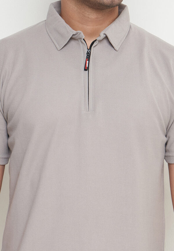 Polo Shirt Light Grey - Polos - Zipper - Gambar 6