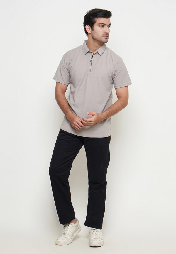 Polo Shirt Light Grey - Polos - Zipper - Gambar 4