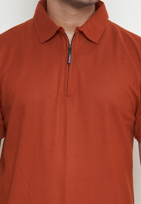 Polo Shirt Orange - Polos - Zipper - Gambar 6