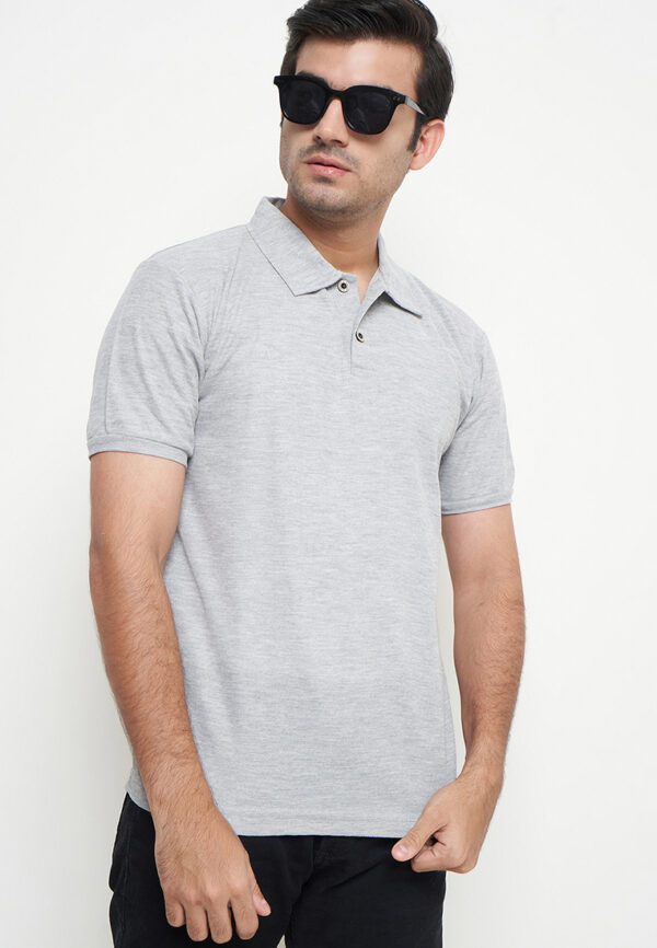 Polo Shirt Light Grey - Polos - Kancing