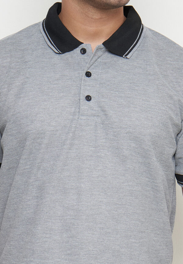 Polo Shirt Grey - Motif - Kancing - Gambar 5