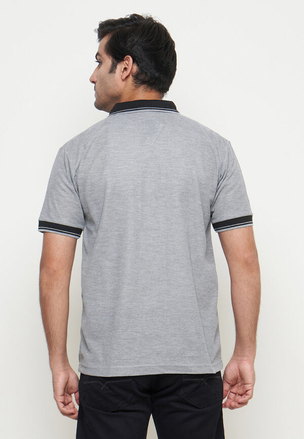 Polo Shirt Grey - Motif - Kancing - Gambar 2