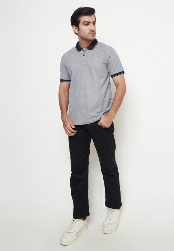 Polo Shirt Grey - Motif - Kancing - Gambar 3