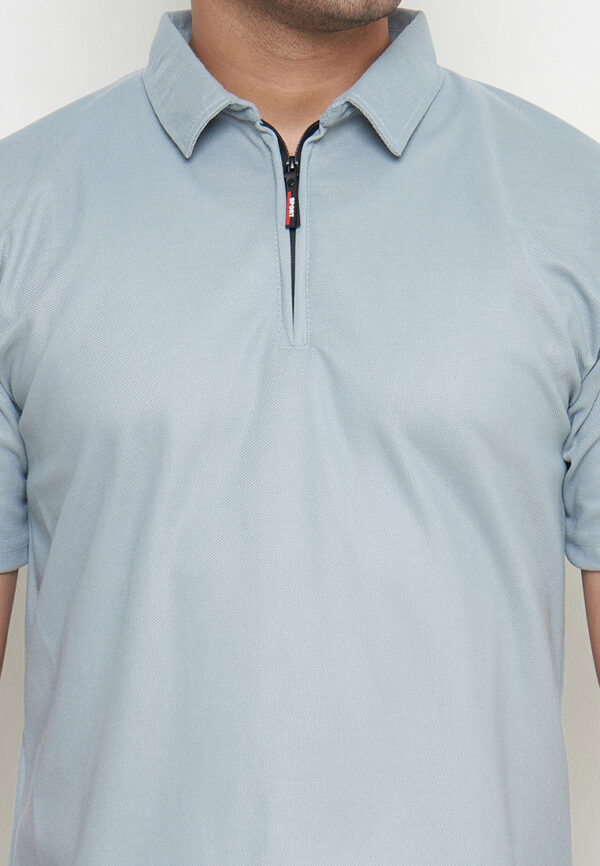 Polo Shirt Baby Blue - Polos - Zipper - Gambar 6