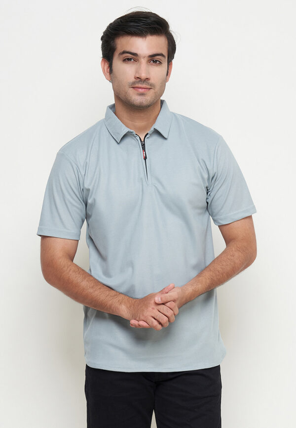Polo Shirt Baby Blue - Polos - Zipper - Gambar 5